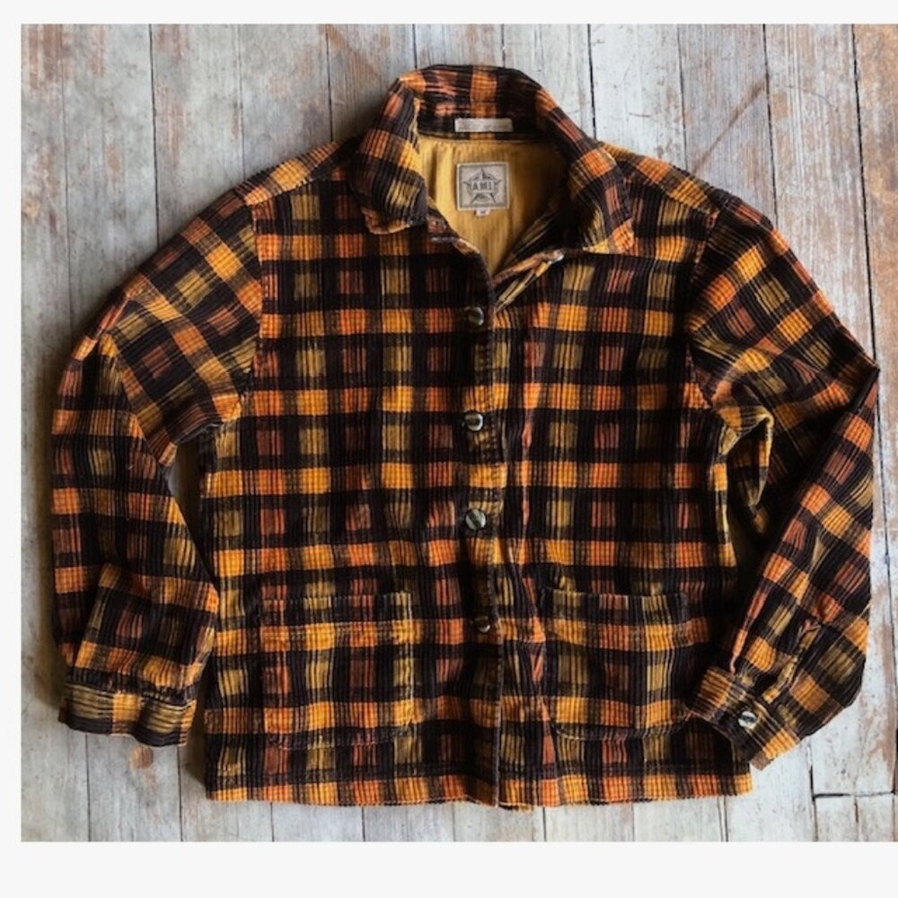 Vintage A.M.I. Corduroy Button Up Plaid Jacket Women's Med